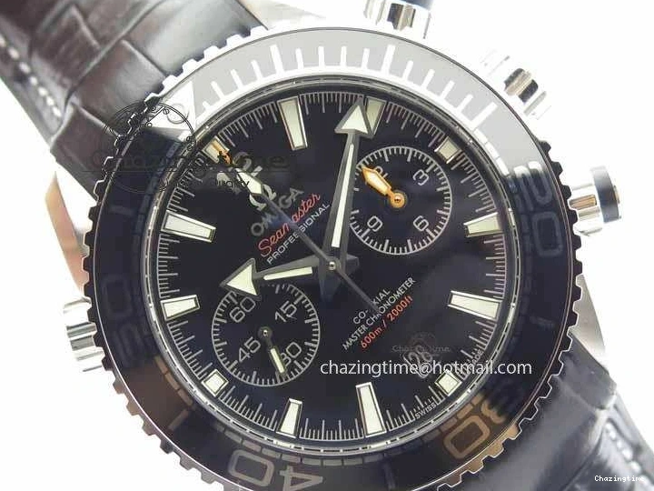 0217 Tailored Planet Ocean Master Chronometer SS OM 1:1 Best Edition Black Dial On Leather Strap A 8173